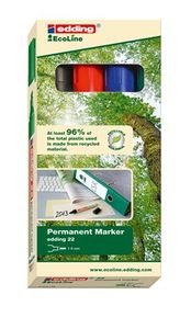 Edding 22 EcoLine 4-22-4 Permanent marker Zwart, Blauw, Rood, Groen Watervast: Ja