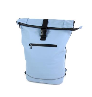 Roltop rugzak Leek 17 inch mat rubber PU licht blauw