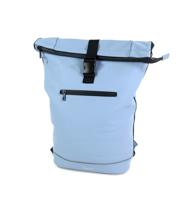 Roltop rugzak Leek 17 inch mat rubber PU licht blauw