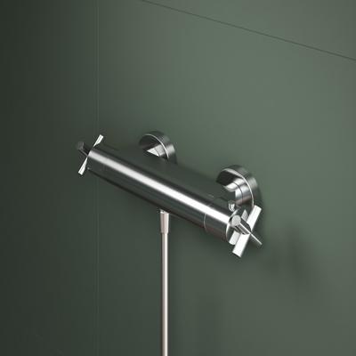 Hotbath Chap opbouw douche thermostaatkraan geborsteld nikkel Hotbath Chap opbouw douche thermostaatkraan geborsteld nikkel