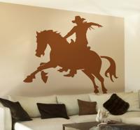 Cowboy op paard sticker