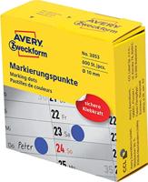 AVERY Zweckform 3853 Zelfklevende markeringspunten (diameter 10 mm, 800 plakpunten op rol in dispenser, ronde stickers voor kalender, planner en om te knutselen) blauw, 3 stuks