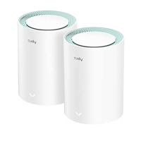 Cudy M1300 2-Pack AC1200 Gigabit Whole Mesh WiFi-Systeem, Dual-Band WiFi-Extender, Antennes Met Hoge Versterking, VPN, Cloudflare