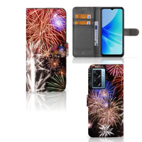 OPPO A77 5G | A57 5G Wallet Case met Pasjes Vuurwerk