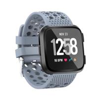 By Qubix - Siliconen Bandje Geventileerd Compatible met Fitbit Versa 1/2 & Lite - Grijsblauw - Compatible fitbit bandje