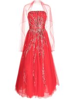 Saiid Kobeisy robe-bustier à ornements de perles - Rouge - thumbnail