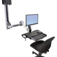 Ergotron StyleView Sit-Stand Combo Monitor-wandbeugel 1-voudig 25,4 cm (10) - 61,0 cm (24) Aluminium (gepolijst) In hoogte verstelbaar, Toetsenbordhouder,