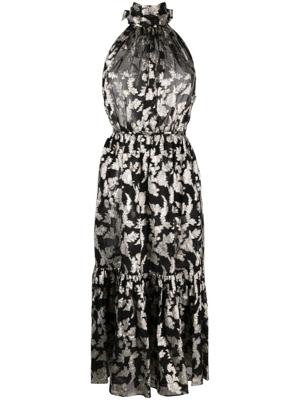 Saint Laurent Pre-Owned Gelaagde midi-jurk - Zwart