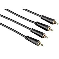 Hama 122285 audiokabel, 2 RCA-stekker/2 RCA-stekker, 10 m goud/zwart