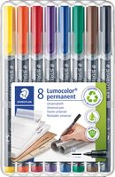 Staedtler Lumocoler 317, OHP-marker, permanent, 1,0 mm, etui van 8 stuks in geassorteerde kleuren - thumbnail