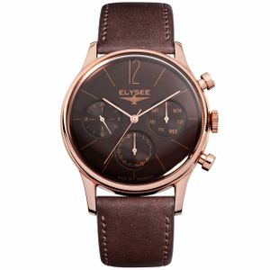 Elysee EL.38014 Horloge staal-leder rosekleurig-bruin