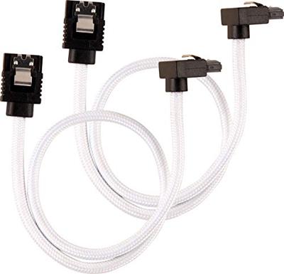 Corsair Premium SATA3-kabel, schuin/recht (6 Gbps, 30 cm, 90 graden), met ommanteling, wit