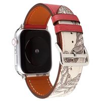 Apple Watch Series 9/8/SE (2022)/7/SE/6/5/4/3/2/1 Patroon Leren Band - 41mm/40mm/38mm - Rood - thumbnail