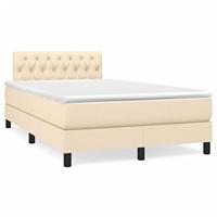 vidaXL Boxspringbed met matras, crème, 120 x 190 cm, stof