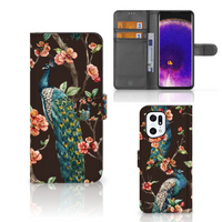 OPPO Find X5 Pro Telefoonhoesje met Pasjes Pauw met Bloemen