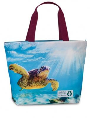 Fabrizio duurzame strandtas 30 liter schildpad blauw Fabrizio duurzame strandtas 30 liter schildpad blauw
