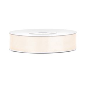 1x Hobby/decoratie licht creme satijnen sierlinten 1,2 cm/12 mm x 25 meter