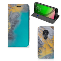 Motorola Moto G7 Play Standcase Marble Blue Gold