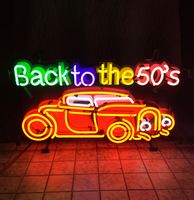 Back to the Fifties Hot Rod Neon Met Achterplaat 81 x 48 cm - thumbnail