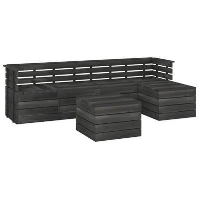 vidaXL 6-delige Loungeset pallet massief grenenhout donkergrijs vidaXL 6-delige Loungeset pallet massief grenenhout donkergrijs