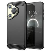 Huawei Pura 70 Geborsteld TPU Hoesje - Koolstofvezel - Zwart - thumbnail