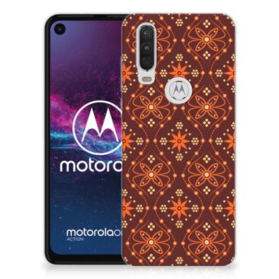 Motorola One Action TPU bumper Batik Brown