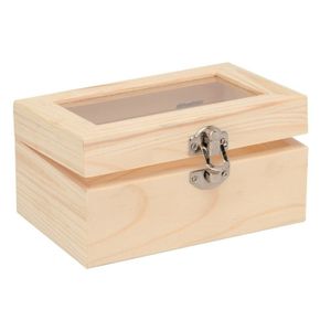 2x Houten kistjes onbedrukt met glazen deksel 15 cm