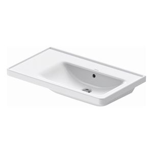 Wastafel Duravit D-Neo Rand Overloop Kraanvlak Zonder Kraangat 80 cm Hoogglans Wit Rechts Duravit