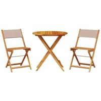 vidaXL 3-delige Bistroset stof en massief hout taupe, loungeset, loungeset tuin, loungeset buiten, tuinset, terrasset, tuinset lounge, tuin loungeset