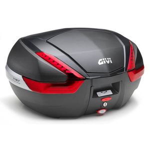 GIVI V47 Monokey Topkoffer, Topkoffers en zijkoffers voor de moto, rode reflectoren, carbon afwerking