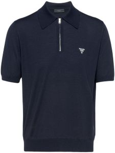 Prada polo en laine à col zippé - Bleu