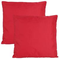 Buiten of tuin sier kussens - 2x - rood - 60 x 60 cm - binnen/buiten - tuinbank