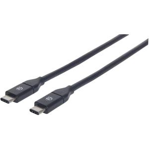 Manhattan USB-kabel USB 3.2 Gen2 (USB 3.1 Gen2) USB-C stekker, USB-C stekker 0.50 m Zwart 354899