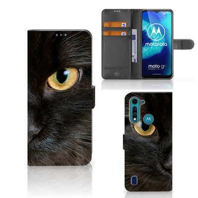 Motorola G8 Power Lite Telefoonhoesje met Pasjes Zwarte Kat Motorola G8 Power Lite Telefoonhoesje met Pasjes Zwarte Kat
