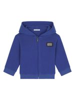 Dolce & Gabbana Kids hoodie zippé à plaque logo - Bleu