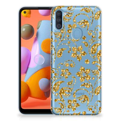 Samsung Galaxy A11 | M11 TPU Case Gouden Bloemen