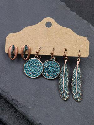 Vintage Schelp Legering oorbellen 3 STUKS