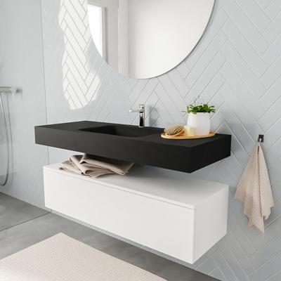 Zaro ALAN vrijhangende wastafel 120cm met wasbak Enkel midden en onderkast in kleur Wit mat 1 lade(s) Zaro ALAN vrijhangende wastafel 120cm met wasbak Enkel midden en onderkast in kleur Wit mat 1 lade(s)