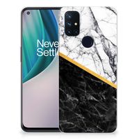 OnePlus Nord N10 5G TPU Siliconen Hoesje Marmer Wit Zwart - Origineel Cadeau Man - thumbnail