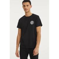 Redefined Rebel T-shirt Jace met printopdruk zwart