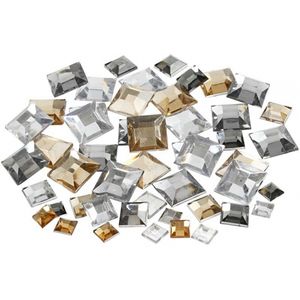 360x Decoratie vierkante plak diamantjes zilver mix