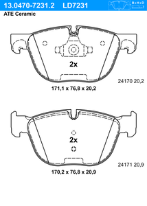 Remblokkenset, schijfrem ATE Ceramic ATE, u.a. für BMW