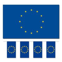 Bellatio Decorations - Vlaggen versiering set - Europa - Vlag 90 x 150 cm en vlaggenlijnen 5 meter