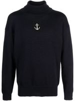 Jil Sander pull en laine à patch logo Anchor - Bleu