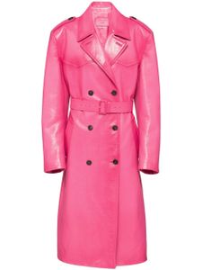 Prada trench en cuir à boutonnière croisée - Rose