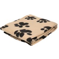 Fleece deken voor huisdieren met pootafdrukken print 125 x 157 cm beige/zwart   - - thumbnail