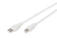 DIGITUS USB 2.0 aansluitkabel - 1,8 m - USB A (m) naar USB B (m) - 480 Mbit/s - verbindingskabel, USB-kabel - beige