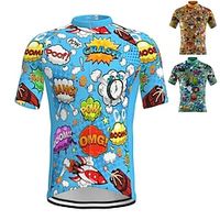 Voor heren Wielrenshirt Korte mouw Fietsen Shirt Kleding Bovenlichaam met 3 achterzakken Bergracen Wegwielrennen Ademend Sneldrogend Vochtregelerend Zacht Blauw Oranje Groen Grafisch Polyester Sport Lightinthebox