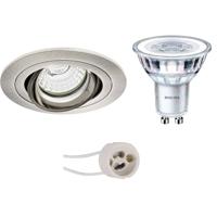 Philips - Led Spot Set - Corepro 830 36d - Pragmi Alpin Pro - Gu10 Fitting - Inbouw Rond - Mat Nikkel - 4.6w - Warm Wit