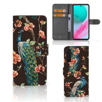 Samsung Galaxy M54 Telefoonhoesje met Pasjes Pauw met Bloemen